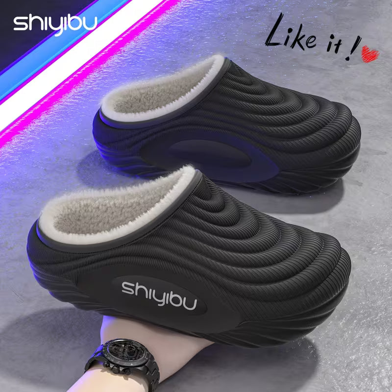 Warm Plush Winter Slippers – Thick Sole Cozy Indoor & Outdoor House Shoes
