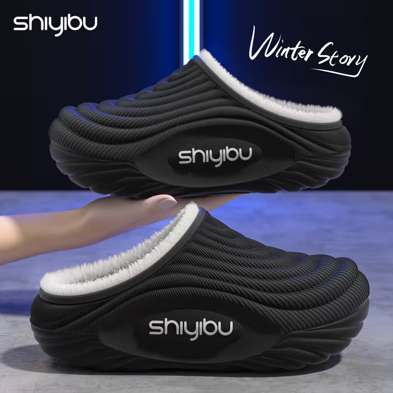 Warm Plush Winter Slippers – Thick Sole Cozy Indoor & Outdoor House Shoes