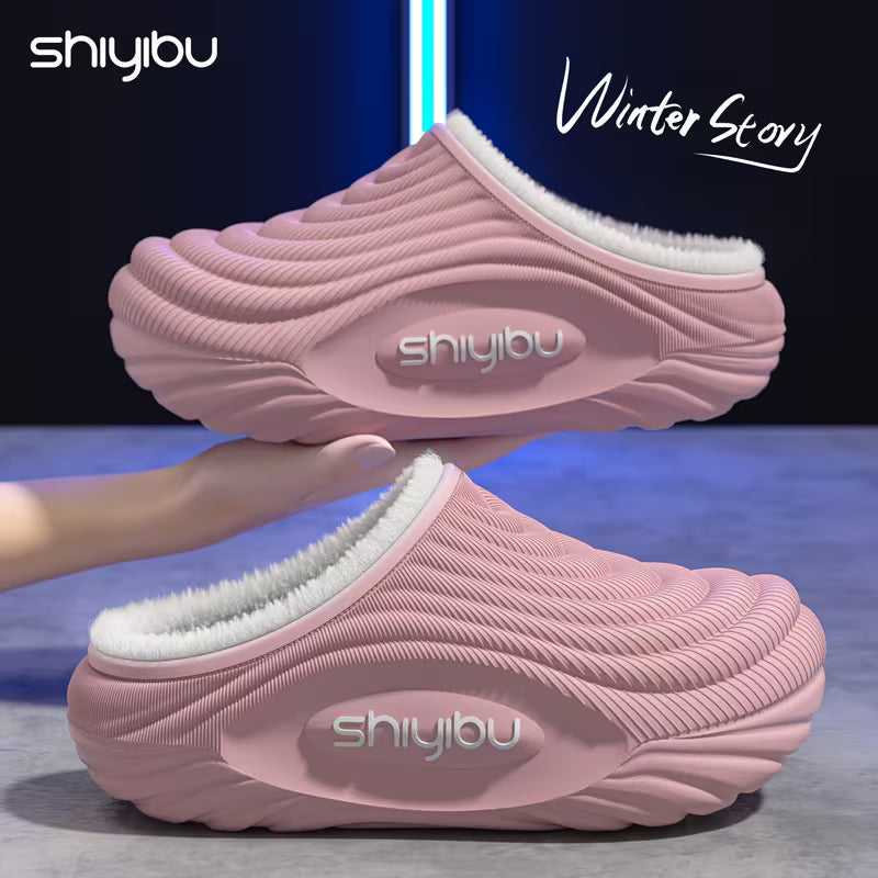 Warm Plush Winter Slippers – Thick Sole Cozy Indoor & Outdoor House Shoes