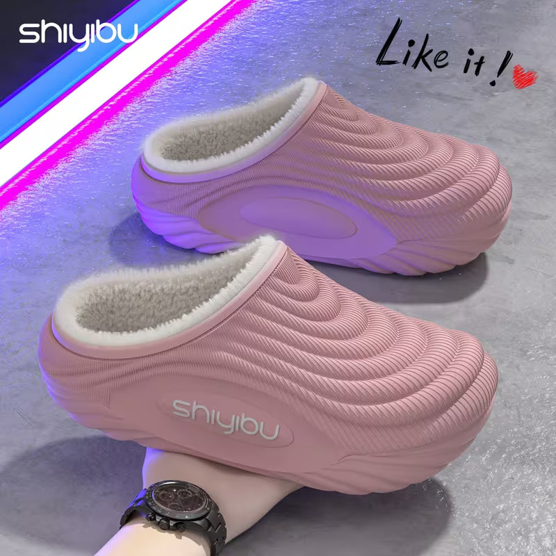 Warm Plush Winter Slippers – Thick Sole Cozy Indoor & Outdoor House Shoes