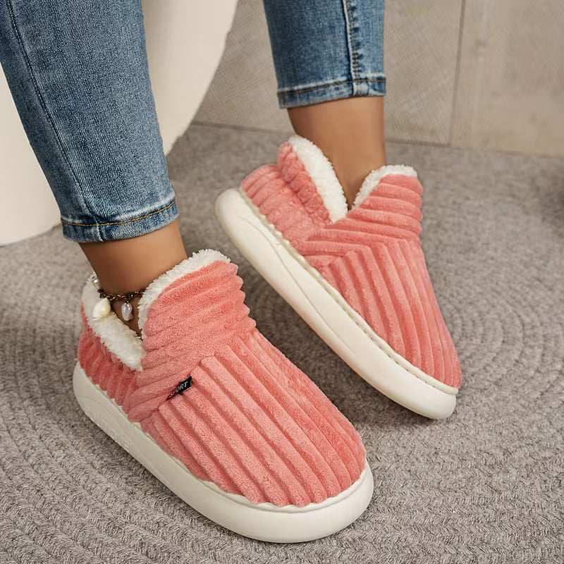 Women’s Warm Plush Winter Slippers – Soft Non-Slip Fleece Home Boots