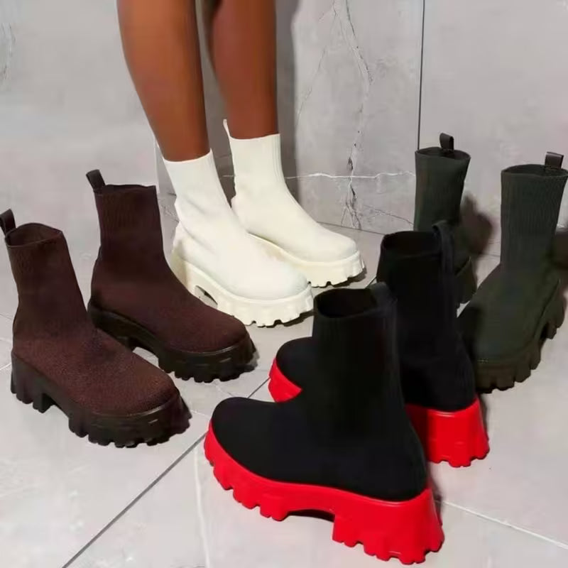 Women’s Casual Fashion Boots – Soft Slip-On Non-Slip Outdoor Ankle Boots
