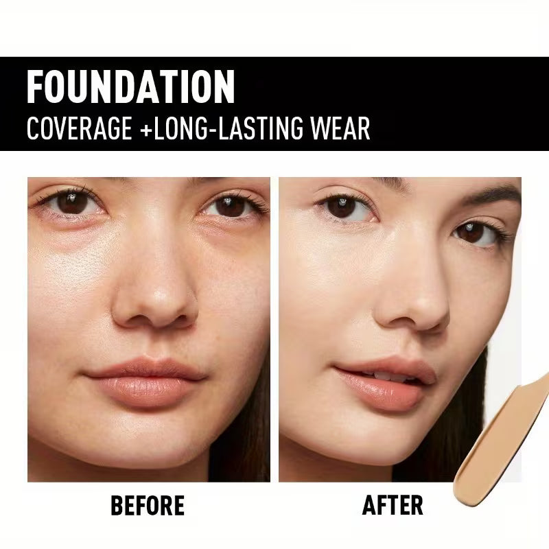 Full Coverage Liquid Foundation – Waterproof, Oil Control & Brightening