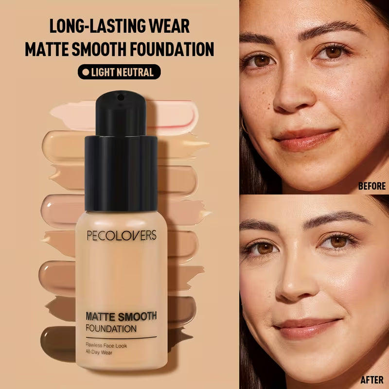 Full Coverage Liquid Foundation – Waterproof, Oil Control & Brightening